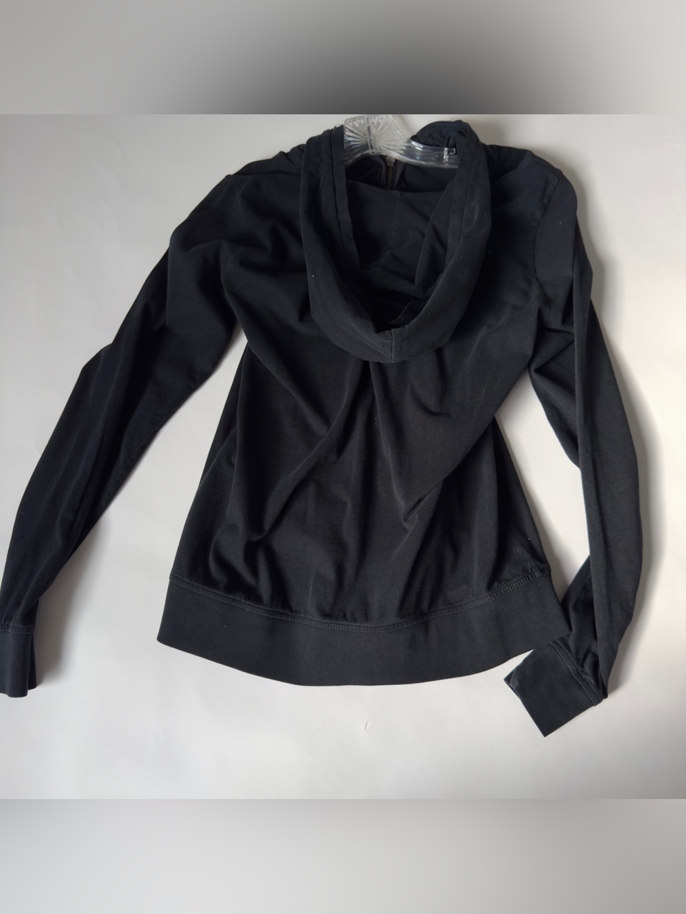 All Saints Black Zip-Front Hooded Top